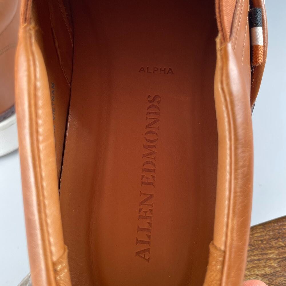 Allen Edmonds Alpha Men's 9 3E Brown Woven Leather Slip On Sneakers Casual GUC - Picture 11 of 11